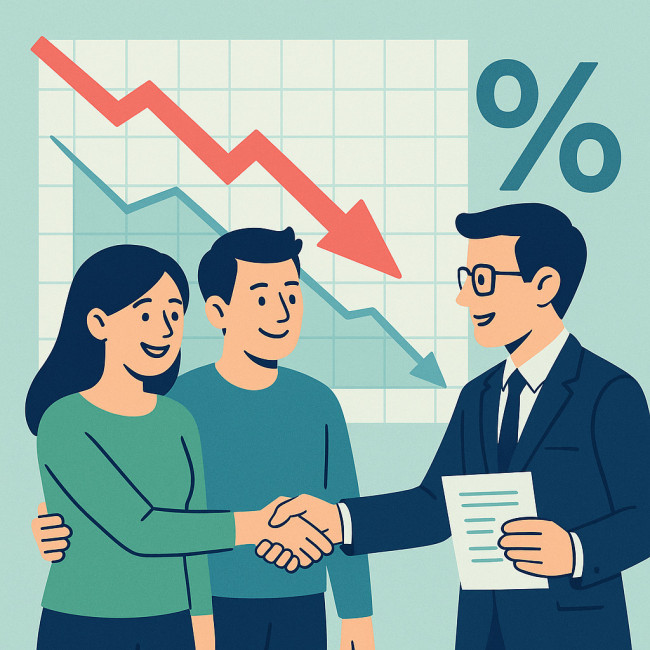 graphique illustrant la baisse de taux grâce à un apport