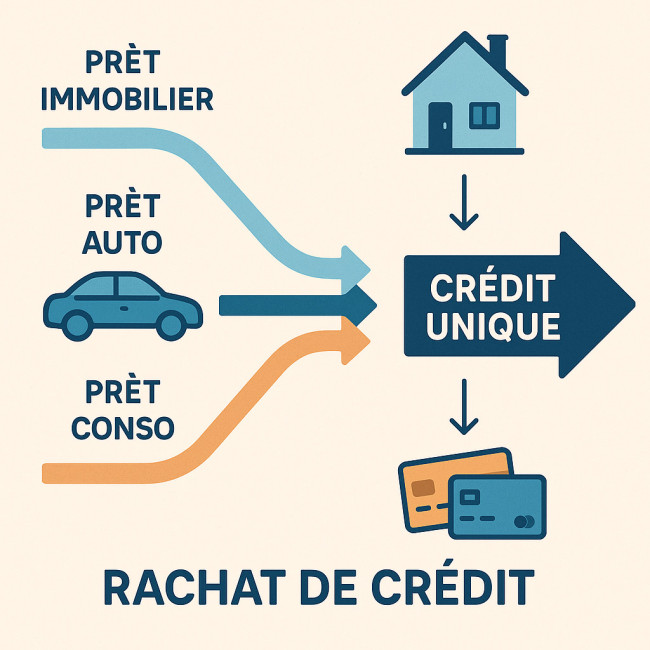 schéma explicatif du fonctionnement du rachat de crédit