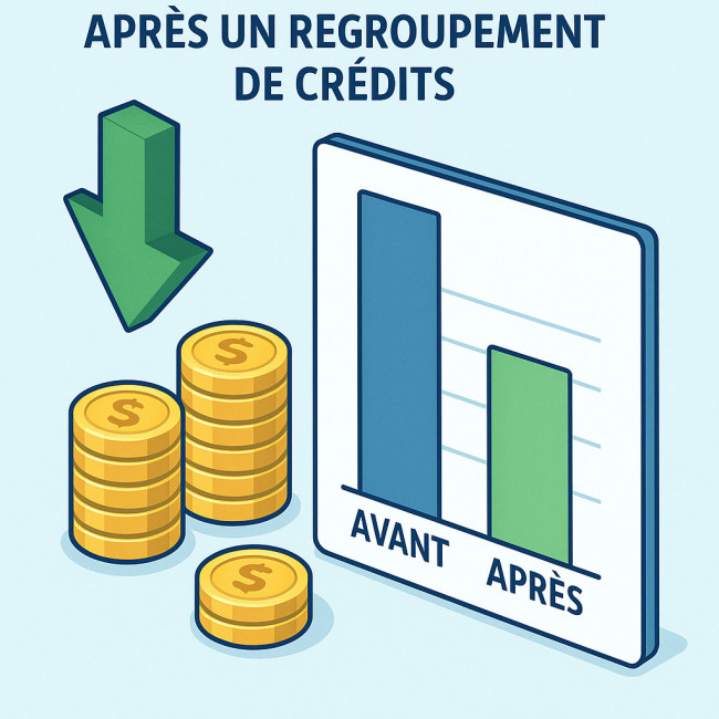 infographie illustrant la baisse des mensualités après rachat de crédit