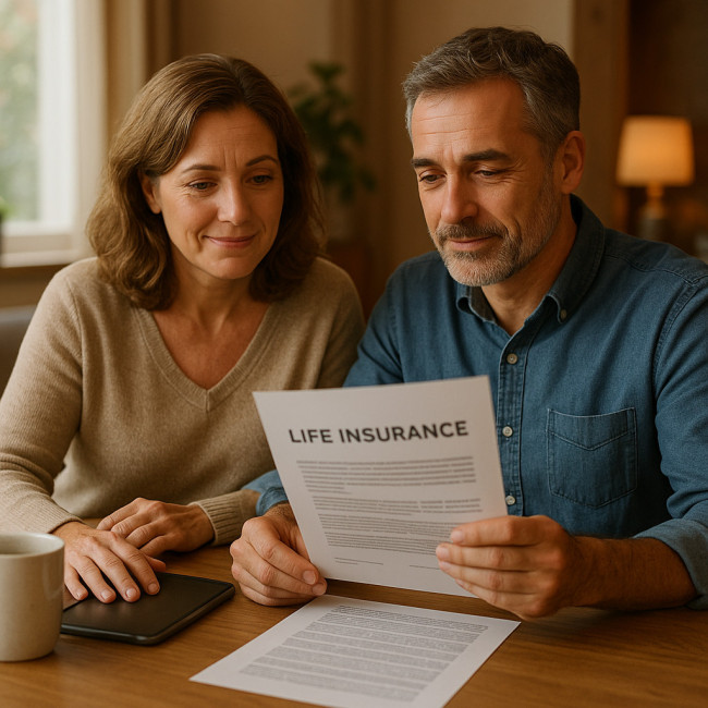 couple consultant un contrat d'assurance-vie en toute sérénité