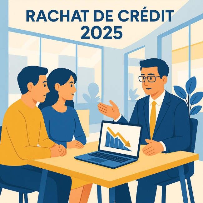 couple et courtier discutant d'un rachat de crédit